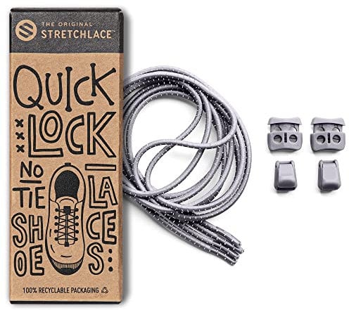 THE ORIGINAL STRETCHLACE Lock Shoelace Elastic No Tie Boot Lace (Grey)