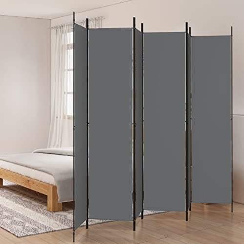 WIFESE 6-TLG. Paravent Anthrazit 300x220 cm Stoff Trennwand Raumteiler Modern Raumtrenner Paravent Raumteiler Innen Balkon Sichtschutz Privaten Ankleidebereich für Wohnzimmer Schlafzimmer Vielseitig