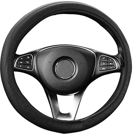 Avesteir Universal Funda Volante 37-39 cm, Suave Antideslizante Transpirable Cubre de PU Cuero, Cubierta sin Anillo Interior, Accesorios Coches Interior Decoracion (Negro)
