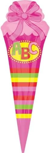 Amscan - Super Shape Folienballon Schultüte, 25 x 76 cm, Helium Ballon, Einschulung Deko, Schulanfang