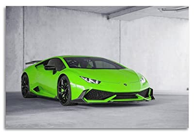 Supercar Poster für Lamborghini Huracan Grün Luxus Sportauto Dekorative Malerei Leinwand Wand und Kunst Bild Familie Schlafzimmer Dekor 50 x 75 cm