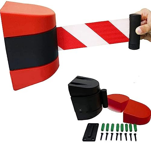 GCCSSBXF Magnetische wandmontierte einziehbare Gurtsperre - rotes und weißes Sicherheitsrollenband für Museum, Fabrik, Kino - ABS-Gehäuse