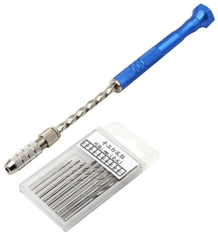 Housoutil 11 Piezas Taladro Helicoidal Manual Semiautomático 11 Piezas Juego De Brocas Manuales Brocas Para Metal Taladro De Talla Derecho Presión De La Mano Mini Taladro Latón