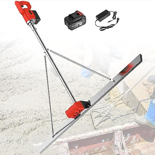 Concrete Screed Vibratory Kit, 59 Inch Stainless Steel Electric Concrete Vibrator with Brushless Motor, Lithium Battery Cement Vibratory Leveler, Concrete Surface Smooth Finish Machine,1Battery