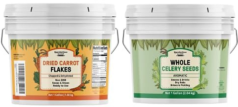 Unpretentious Whole Celery Seeds and Dried Carrot Flakes Bundle, 1 Gallon Each, Soups & Stews, Cooking & Seasonings