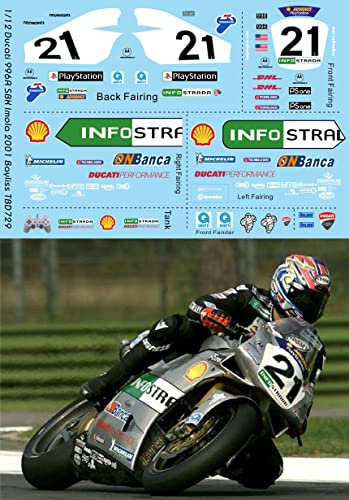 Generisch 1/12 Waterslide Decals für Ducati 996 R Troy Bayliss Imola SBK 2001 Paul Smart TB Decal TBD729