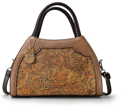 LETEULO Modische Vegan Leder Damen Handtasche mit großer Kapazität Elegant Retro Relief Textur abnehmbarer Schultergurt Mehrzweck Schulterbeutel für Damen Weihnachtsgeschenke Kakii