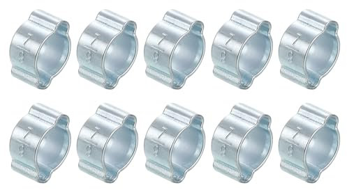 sourcing map 10Pcs Double Ear Hose Clamps, Adjustable 7-9mm(0.28x0.35) Iron Zinc Plated Two-Ear Hose Clamp, O Clip Hose Clamps Fuel Line Clamps Hose Clamp, Double Ear O Clips