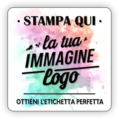 100 Adesivi personalizzati, etichette adesive personalizzate, stampa il tuo logo, la tua immagine, crea i tuoi sticker personalizzati, Etichette Quadrate 3x3 cm
