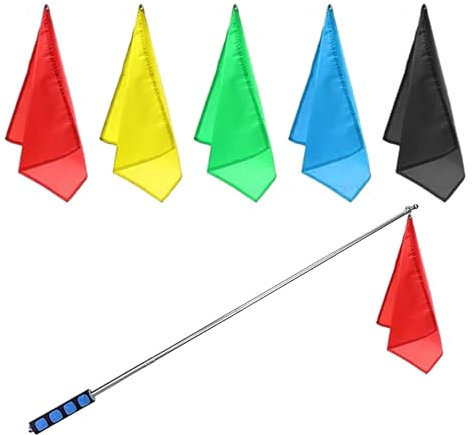 1 asta per bandiera blu con 5 bandiere di colore, asta telescopica, asta per bandiera in acciaio inox, asta per bandiere, insegnamento, ecc.