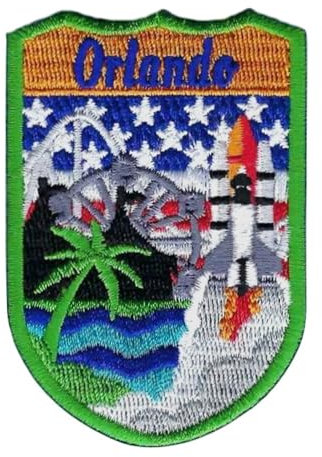 Generic Orlando Florida Shield Patch (3 Inch) Embroidered Iron-on or Sew-on Badge Travel America USA Souvenir Emblem Perfect for Backpacks, Hats, Bags, Crafts, Gift Patches, Large, Karma405