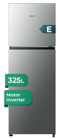 SVAN Frigorífico Combi 2 Puertas Inox SF17600ENFX. Capacidad 325 Litros, Puerta Reversible, Bajo Nivel Sonoro, Eficiencia Energética Clase E