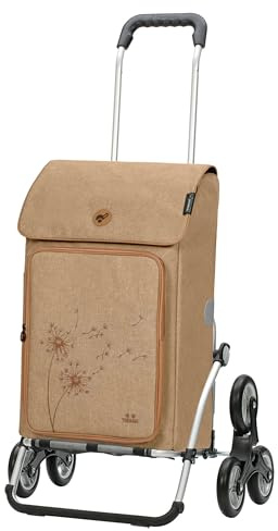 ANDERSEN Einkaufstrolley - Treppensteiger Royal Shopper Erbo beige | ideal für Treppen, aus Alu, hohe Tragkraft, bis 50 kg - Tasche mit Thermofach, Fronttasche, Reflektoren, 45 L