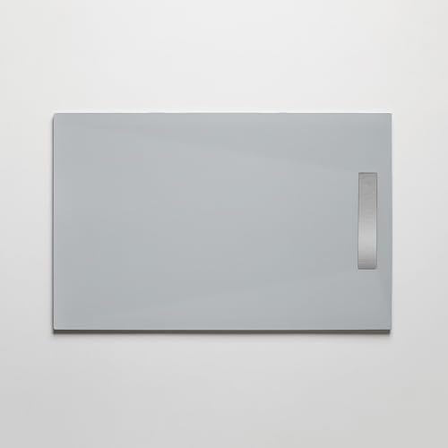 Plato de ducha resina 70 x 140 cm, acabado piedra, color gris, modelo PURE con rejilla inoxidable y pileta incluidos