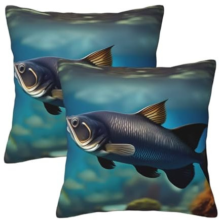 YQxwJL Subaquatic Wels-Druck, 2 Stück, dekorative Wurfkissenbezüge, Heimdekoration, für Sofa, Wohnzimmer, Couch, Bett