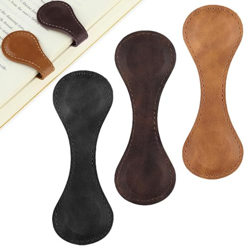 3 Stück Lesezeichen Magnetisch, Lesezeichen Personalisiert Magnetisches Lesezeichen Leder, Vintage-Seitenmarkierungsclip Lesezeichen Leder für Frauen Bücherwurm Buchliebhaber Lesergeschenk