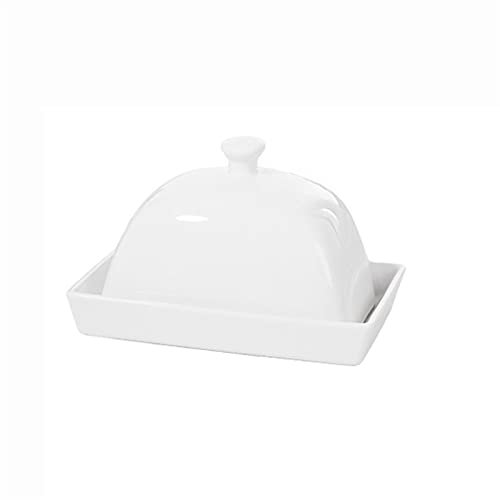 piatto per il burro Piatto di burro in ceramica con coperchio, piatto di burro rettangolare, grande piatto di burro - portiere porcellana con, usato for la tavola alberghiera, bianco Piatto per burro