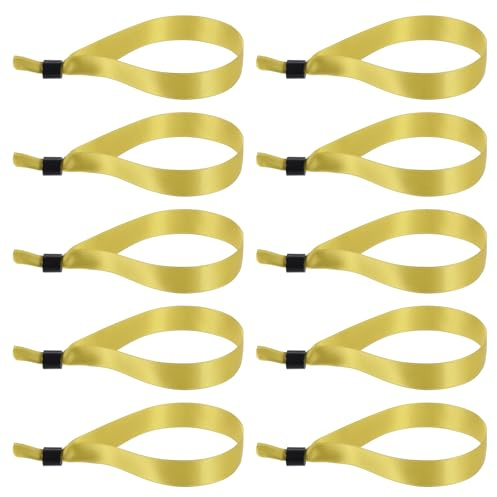 PATIKIL Disposable Cloth Wristbands for Events, 100 Pcs Adjustable Cloth Event Wristbands Colored Wrist Bands for Concert Club Parties, Gold Tone, 13.8x0.6