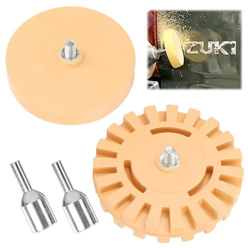 SUPRROW 2 Stück Radierer Gummi Aufkleber Entferner, Folienradierer Radierscheibe, Folienradierer Mit Bohradapter, für Entfernen Aufkleber Kleberesten