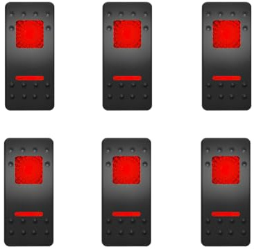 Confezione da 6 tappi di ricambio per interruttore a bilanciere per barche e barche con doppia lente rossa, per interruttore Carling e cruscotto, con etichetta adesiva