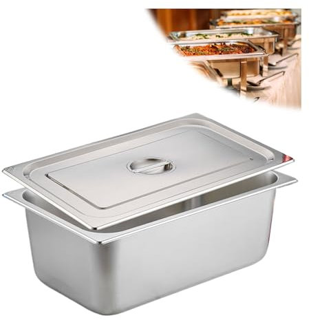 NJDQFA Rettangolo Vaschette per Alimenti,Bacinella Gastronorm A Grandezza,Scaldavivande Commerciale in Acciaio Inox,1/1（53 * 32.5cm）,20cm