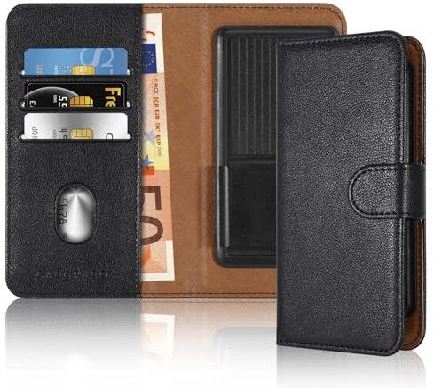 Cadorabo Klapphülle kompatibel mit LG Q7 / Q7a / Q7+-Handyhülle mit Kartenfach, 360 Grad Schutzhülle zum klappen- Flip Case Book Cover PU Leder Handytasche klappbar SCHWARZ