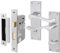 EAI Satin Victorian Scroll Bathroom Door Handle Set | 1 Pair of Satin Chrome Internal Lever Handles on Backplate with Lock (64mm)