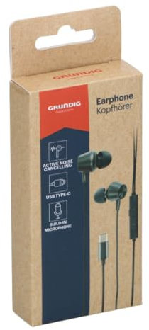 Grundig Kopfhörer mit Kabel USBC - Headset mit 120cm Kabel - Earbuds mit Mikrofon - Kompatibel mit iPhone, Samsung und Tablet - Noise Cancelling Air Bud - Schwarz