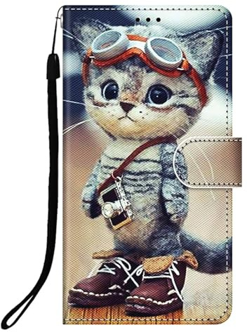 DiaryTown Hülle für Samsung Galaxy S24 FE 5G Handyhülle Lederhülle Kartenfach Ständer Magnet Klapphülle 360 Stoßfest Schutzhülle Flip Case Cover Brieftasche Galaxy S24 FE 5G Handytasche - Katze