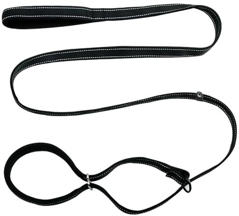 Figure of 8 Anti Pull Soft Padded Handle Dog Lead with Nose Support and Adjustable Slip Rope for Training Walking