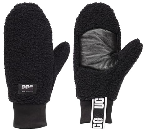 UGG Women's Uggfluff Mitten with Logo Tape Cold Weather Gloves