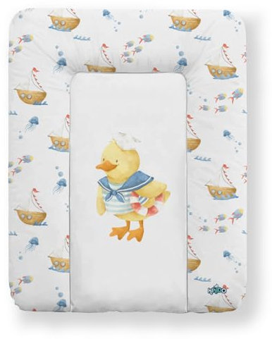 Kikido Wickelauflage 50x70 cm - Ente - Baby Wickelauflagen Wasserfest, Abwaschbar und Pflegeleicht - Wickelunterlage Weich Tragbare, Leicht zu Reinigen - OEKO-TEX - Universal-Wickelauflage 50x70