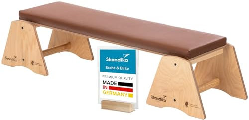 Skandika Hantelbank Vira | Schrägbank aus massivem Holz, Made in Germany, zum Einhängen an der Sprossenwand, mit 2 Standfüßen, 148 x 42 cm belastbar bis 120 kg | Schrägbrett Fitness Sport (Natur)