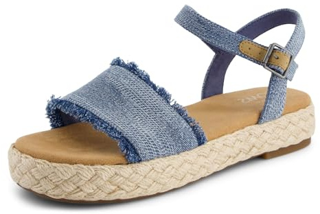 TOMS Women's, Abby Sandal, Dark Sky Denim, 36.5 EU