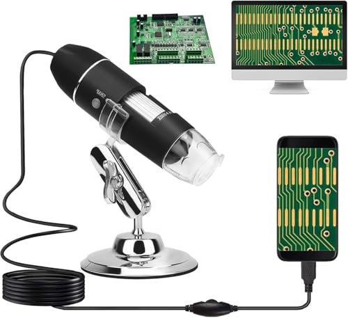 Microscope Numérique USB, Microscope USB à Grossissement 50X-1600X pour Android Windows Mac, Loupe Electronique Portable 2560 x 1920P HD Camera Endoscope Digital avec 8 LED et Fonctionnalité Vidéo
