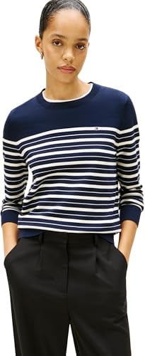Tommy Hilfiger Damen Pullover Jersey Fine mit Rundhalsausschnitt