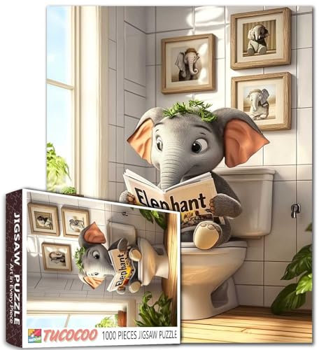 Elefanten-Lesemagazin, 1000 Teile, Puzzle, 50 x 70 cm, bunt, DIY-Puzzles für Heimdekoration, Geschenke, Familienpuzzle, perfekt für Spieleabende