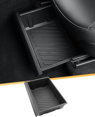 LFOTPP 2 x under-seat storage box for Tesla Model Y Juniper 2025 2026 2027, TPE organiser tray under the back seat, model Y accessories (not for 2020-2024)