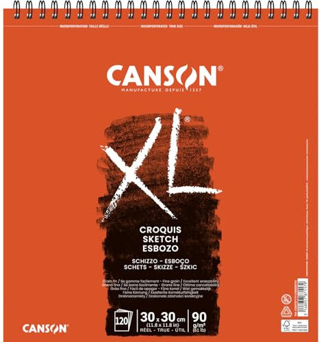NEU Canson XL Croquis Spiralblock, 30 x 30 cm, 120 Blatt, 90 g/m²