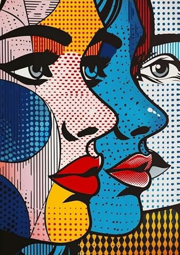 XZSFD NBGEA Roy Lichtenstein Cartoon Poster und Drucke Moderne Wandkunst Bunte Köpfe Bild Roy Lichtenstein Leinwand Malerei für Wohnkultur 40x60cm ungerahmt