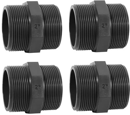 HAF 4X PVC Fittings Doppelnippel mit 2 | Außengewinde x Außengewinde | 2 Zoll x 2 Zoll | Verbinder aus grauem PVC | PN16 für Poolfitting, Poolverrohrung, Druckleitung, Rohrleitung & Teich