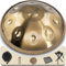Handpan Anfänger,Stahltrommel 9 Töne 18 Zoll,Stahlzungentrommel Regen,Percussion Instrumente,Hand Drum mit Drumtasche und Handpan-Halter,Steel Drum als Geschenk für Sound Healing, Meditation, Gold