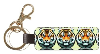 Ninainaid Little fat tiger head Leather Key Chain Personalized Genuine keychains Leather Car Keychain, Universal Fob Chain Holder for Men and Women.