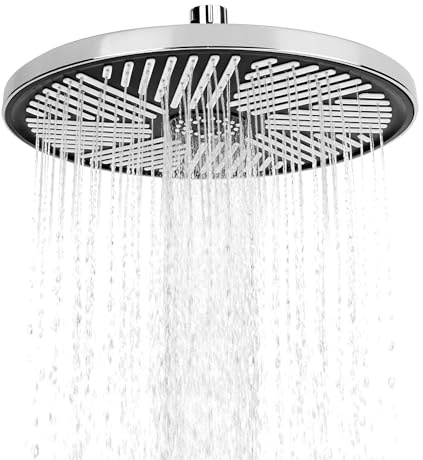 YKUKIZEE 10 Inch Silver Waterfall Shower Head, Round Rain Shower Head | 25 cm, High Pressure, Fixed, Rainfall Shower Head with Swivel Ball, with Chrome Finish, for bathroom Shower Room