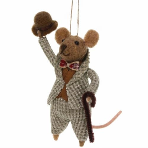 POMMERNTRAUM ® | Weihnachtsdekoration Weihnachtsmaus Dekoration Maus Mäuserich Dekofigur Sammlerfigur Baumhänger Christbaumhänger Filzmaus Mäuschen Mäusebär (Sir Henry)