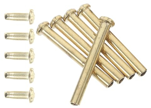 HOODANCOS 5 Sets Folding Fan Replacement Pins with Nuts Metal Rivet Fasteners 3mm X 25mm Gold Plated Hand Fan Repair Hardware Kit