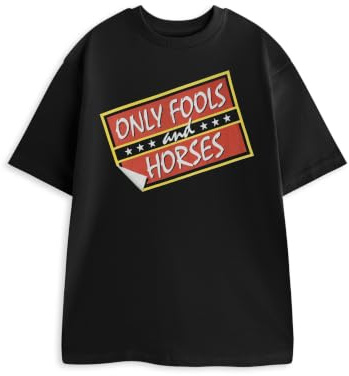 Only Fools and Horses Men's Black Graphic Tee | Classic Logo Short Sleeve Crew Neck T-Shirt | 100% Cotton Everyday Casual Top | British Comedy Sitcom Merch Gift