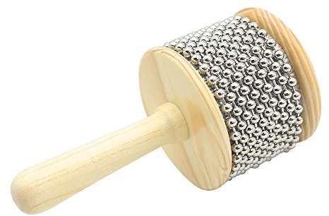 Mowind Wooden Cabasa Hand Shaker Percussion Instrument with Metal Beads for Classroom Band 3.4 Size