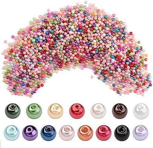 FOGAWA 2000Pcs Kit Cuentas y Abalorios Colores para Hacer Pulseras Manualidades Abalorios Cristal Perlas de Vidrio 4mm Abalorios Redondos de Cristal para Bisuteria Collar Niño DIY