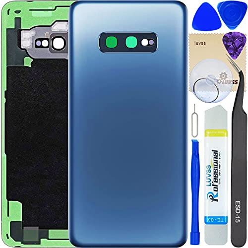 LUVSS Akkudeckel Kompatibel für Samsung Galaxy S10e Rückseite Glas Deckel Original Backcover Ersatz Reparatur Set SM-G970F/DS (Blau)
